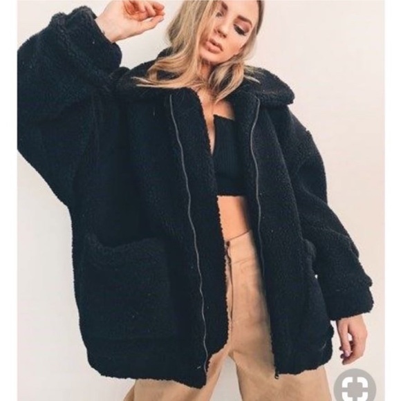 I.AM.GIA Jackets & Blazers - I.am.Gia pixie sherpa fleece coat black full zip pockets